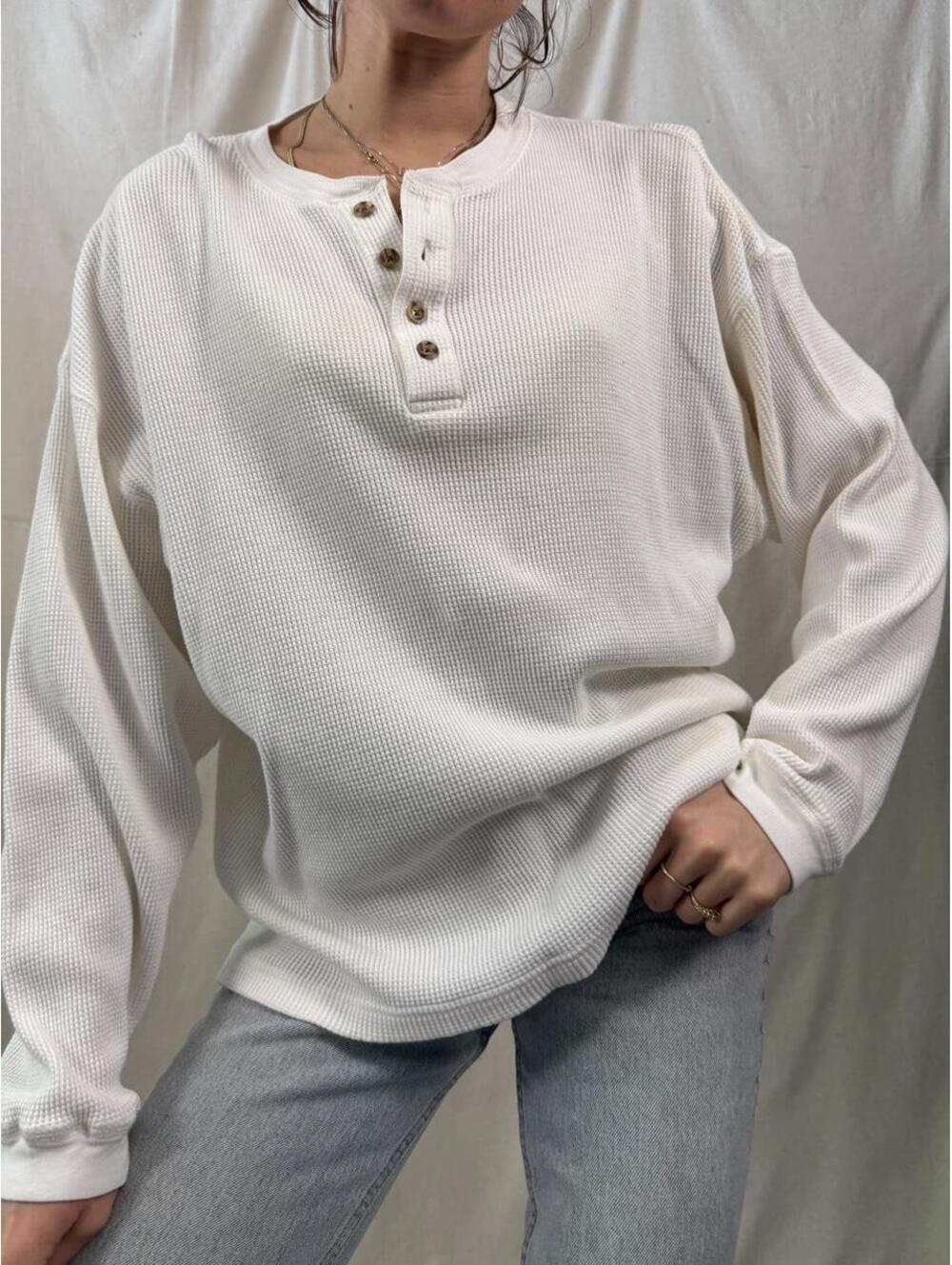 Pure Stuff Basics Waffle Knit Henley Thermal